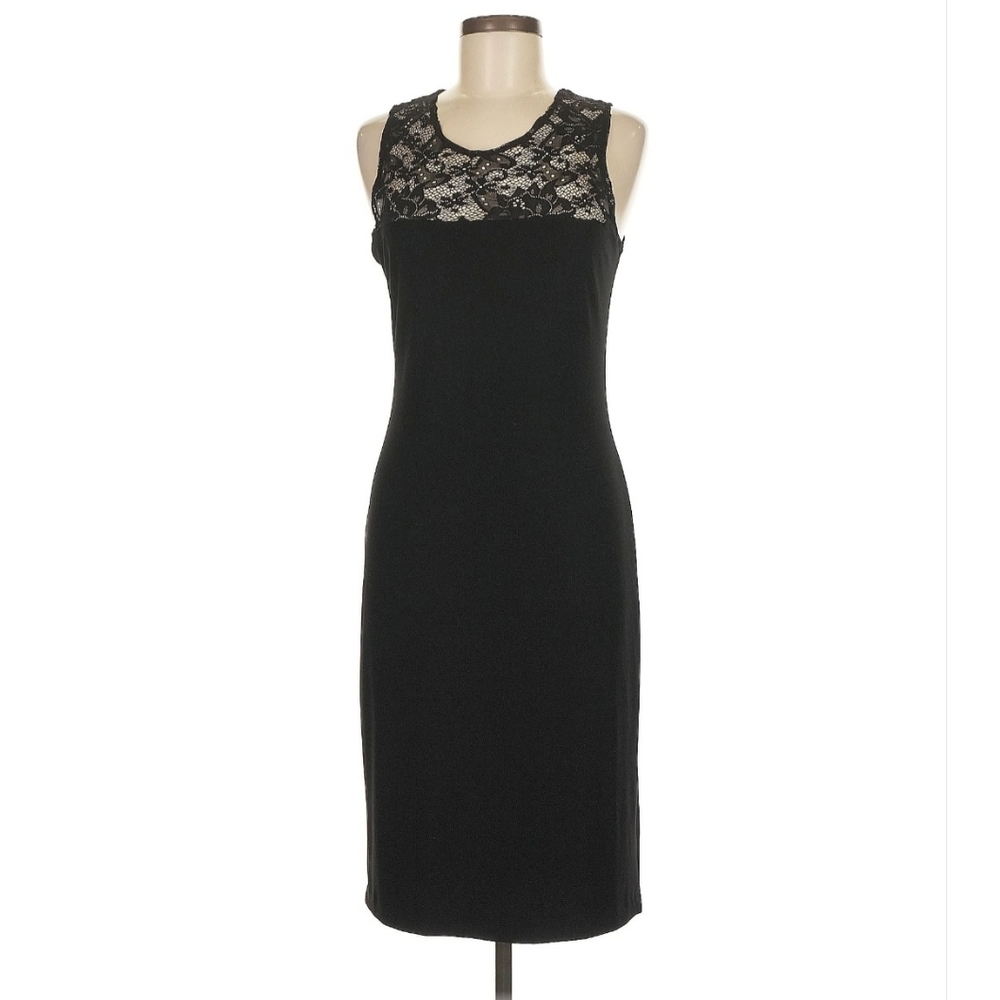 Kamali Kulture Black Lace Sleeveless Evening Midi Dress - Size Medium